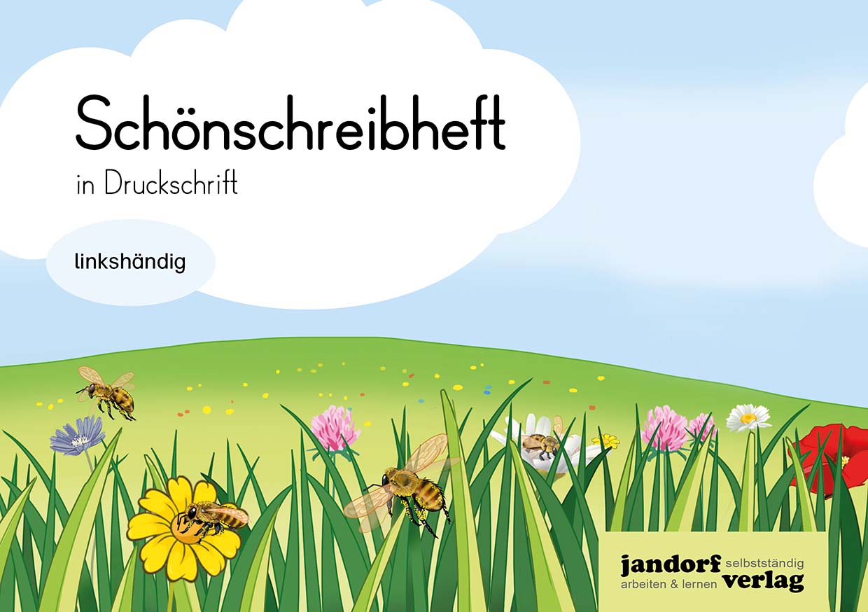 Schönschreibheft in Druckschrift (linkshändig)